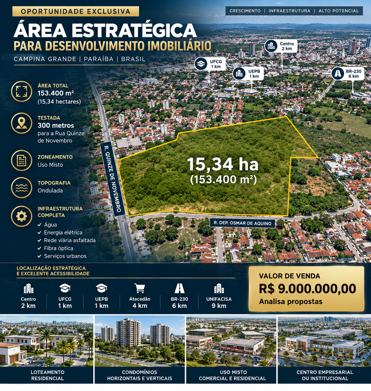 ÁREA URBANA DE 15,34 HECTARES EM CAMPINA GRANDE - PB